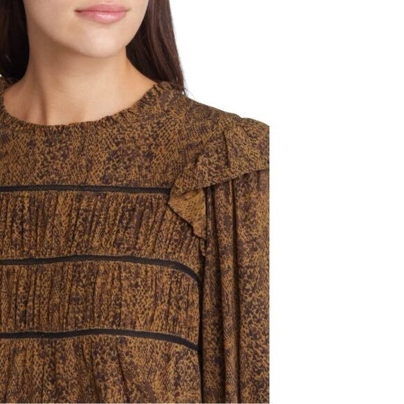 New RAILS Faren Sepia Python Long-Sleeve Mini Dress Size‎ XS - Picture 11 of 12